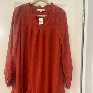 LOFT Women's Dress: Rust - Size Large NWT